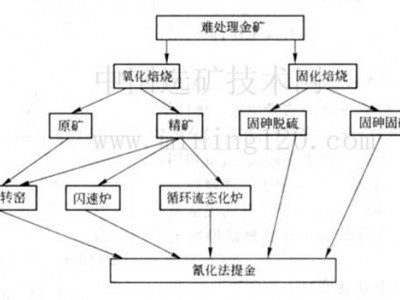 鞏義鉑思特從難選含碳金礦石中回收黃金，金礦石選冶工藝流程